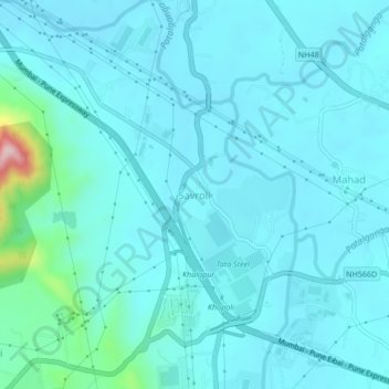 Mapa topográfico Savroli, altitud, relieve