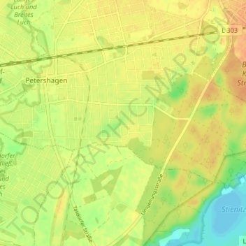 Mapa topográfico Petershagen-Süd, altitud, relieve