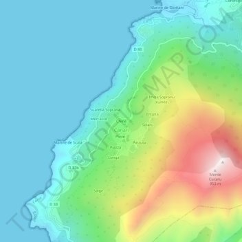 Mapa topográfico Chine, altitud, relieve