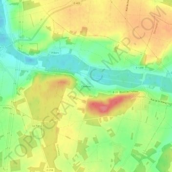 Mapa topográfico Challeau, altitud, relieve