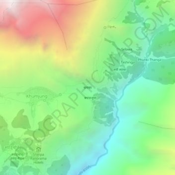 Mapa topográfico Sanasa, altitud, relieve