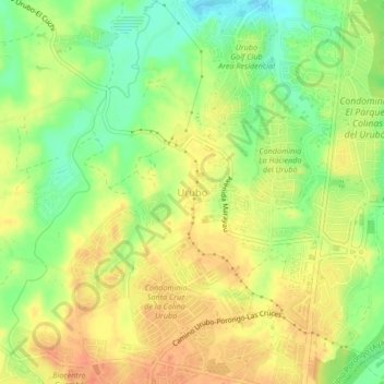 Mapa topográfico Urubo, altitud, relieve
