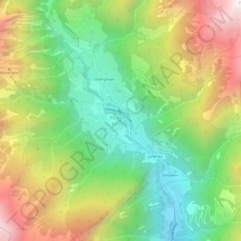 Mapa topográfico Pfunders, altitud, relieve