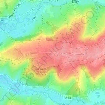 Mapa topográfico Entre Deux Bois, altitud, relieve