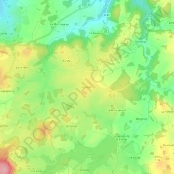Mapa topográfico Le Mont, altitud, relieve