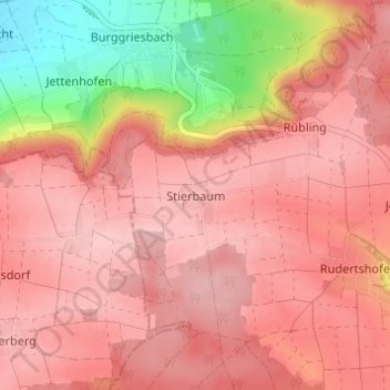 Mapa topográfico Stierbaum, altitud, relieve
