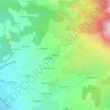Mapa topográfico Les Payas, altitud, relieve