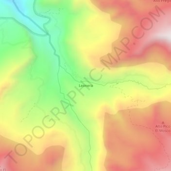 Mapa topográfico Leonera, altitud, relieve