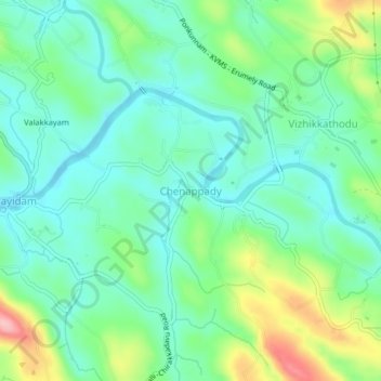 Mapa topográfico Chenappady, altitud, relieve