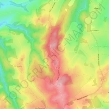 Mapa topográfico Le Fétrez, altitud, relieve