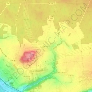 Mapa topográfico Marangis, altitud, relieve
