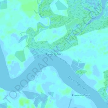 Mapa topográfico Puerto Dolores, altitud, relieve