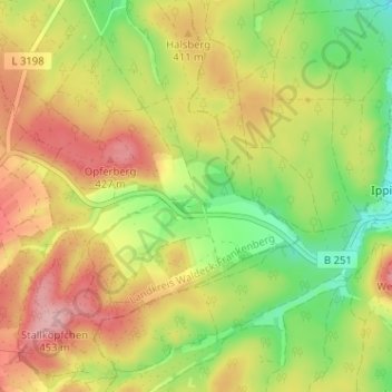 Mapa topográfico Höhnscheid, altitud, relieve
