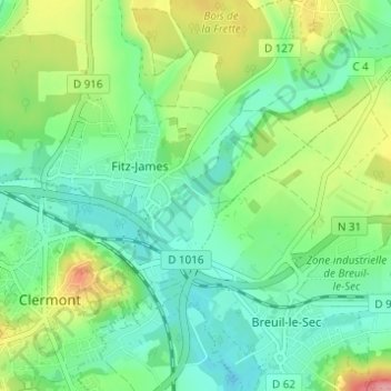 Mapa topográfico Bécrel, altitud, relieve