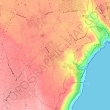 Mapa topográfico Marittima, altitud, relieve