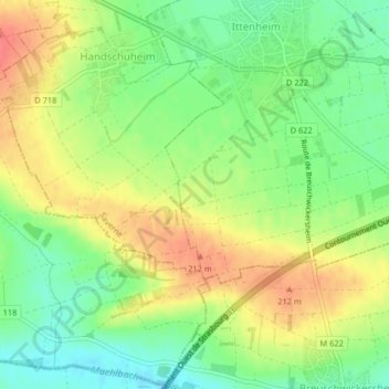 Mapa topográfico Rohracker, altitud, relieve