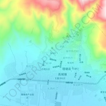 Mapa topográfico 车马村, altitud, relieve