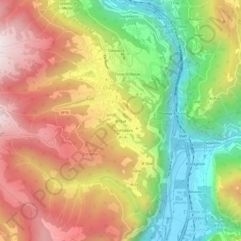 Mapa topográfico di Qua, altitud, relieve