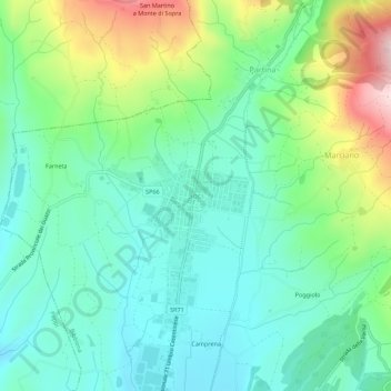 Mapa topográfico Soci, altitud, relieve