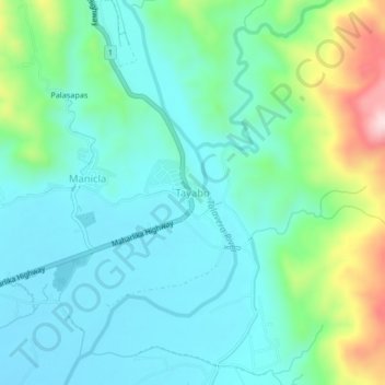 Mapa topográfico Tayabo, altitud, relieve