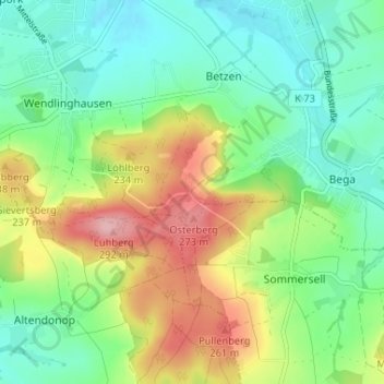 Mapa topográfico Blomenstein, altitud, relieve