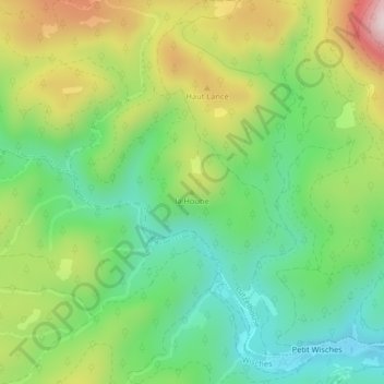 Mapa topográfico la Hoube, altitud, relieve