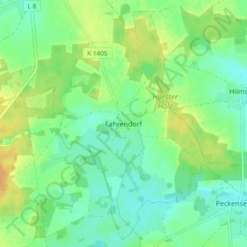 Mapa topográfico Fahrendorf, altitud, relieve