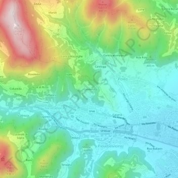 Mapa topográfico Casalena, altitud, relieve