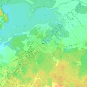 Mapa topográfico Mares, altitud, relieve