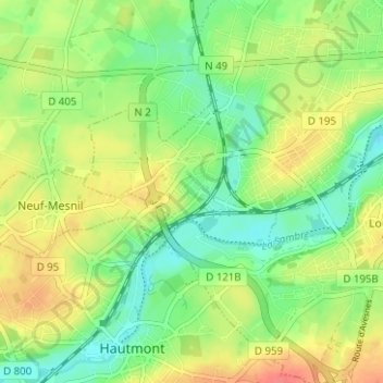 Mapa topográfico Montplaisir, altitud, relieve