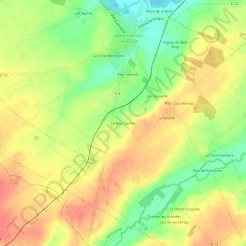 Mapa topográfico Le Bois Gachet, altitud, relieve