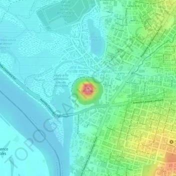 Mapa topográfico Cerro Lambaré, altitud, relieve