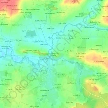 Mapa topográfico Le Rocher Des Amis, altitud, relieve