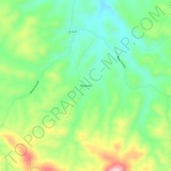 Mapa topográfico Alcones, altitud, relieve