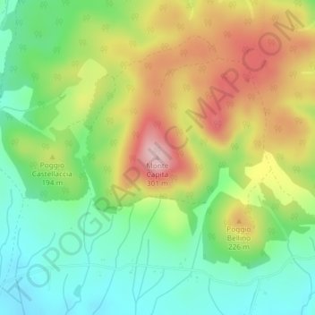 Mapa topográfico Monte Capita, altitud, relieve
