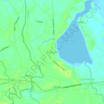 Mapa topográfico Baruyan, altitud, relieve