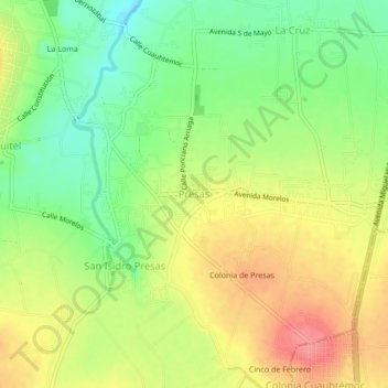 Mapa topográfico Presas, altitud, relieve