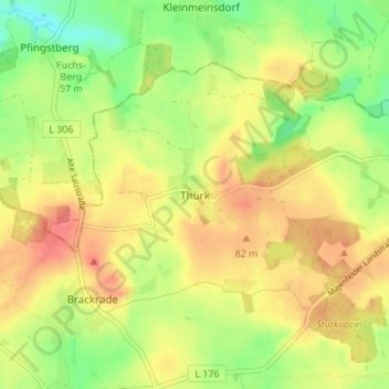 Mapa topográfico Thürk, altitud, relieve