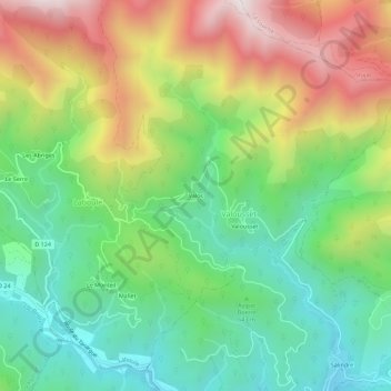 Mapa topográfico Valos, altitud, relieve