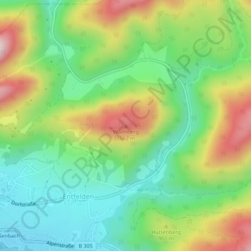 Mapa topográfico Walmberg, altitud, relieve