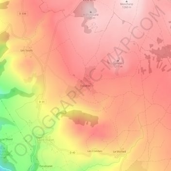 Mapa topográfico Escublac, altitud, relieve