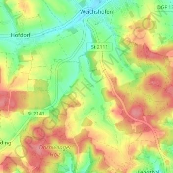 Mapa topográfico Eglhof, altitud, relieve
