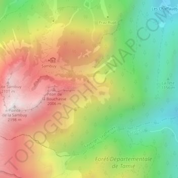 Mapa topográfico Chalets de la Bouchasse, altitud, relieve