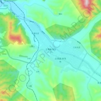 Mapa topográfico Wangqing, altitud, relieve