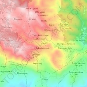 Mapa topográfico Maniis, altitud, relieve