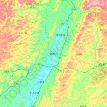 Mapa topográfico 惠水县, altitud, relieve