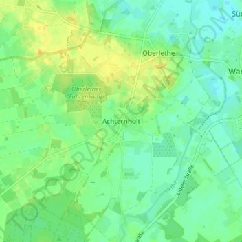 Mapa topográfico Achternholt, altitud, relieve