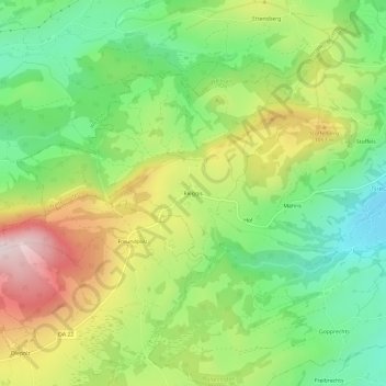 Mapa topográfico Rieggis, altitud, relieve