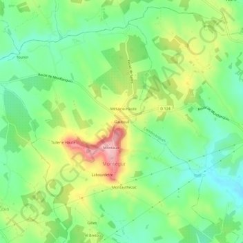 Mapa topográfico Gautouil, altitud, relieve