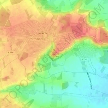 Mapa topográfico Stromberg, altitud, relieve
